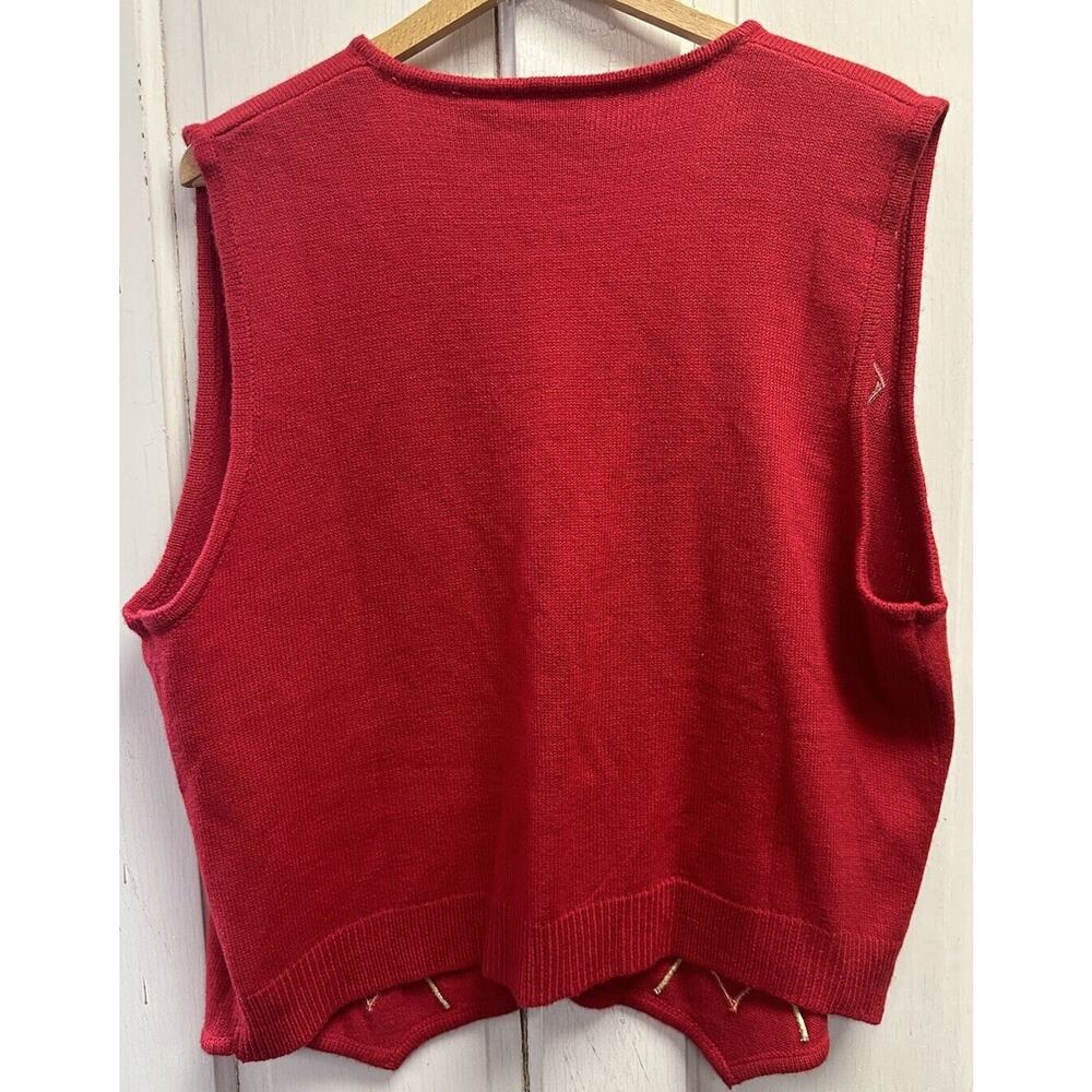 NWT Vintage Tanjay 2 Piece Set Sweater Vest Skirt Size Large Red Plaid - Picture 6 of 9